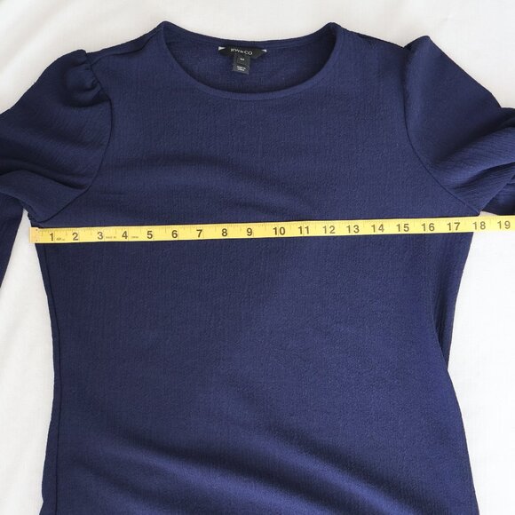 Navy Blue Top from RW & CO. -  Size S - Crew Neck -  Slightly Puffy Sleeves - Picture 4 of 11